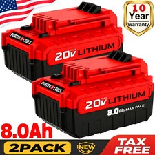 2PACK 20 Volt 8.0Ah Lithium-ion Battery for Porter Cable 20V MAX PCC685L PCC680L