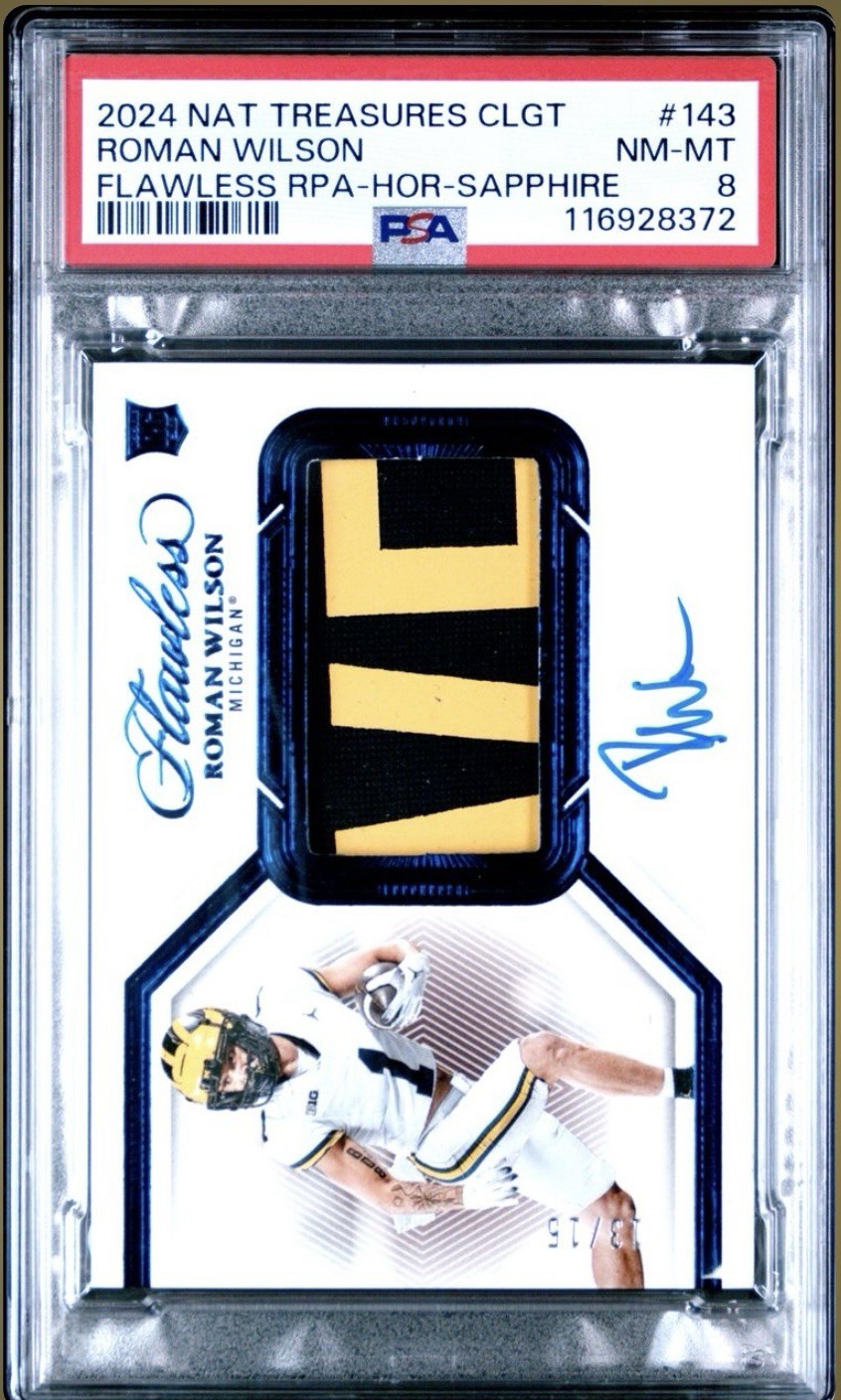 Roman Wilson Panini National Treasures Collegiate Flawless Rookie Patch Autographs #143 Horizontal-Sapphire