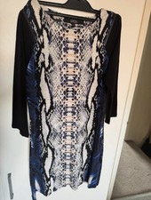 Star by Julien Macdonald Women’s Bodycon Dress 8 Black/Blue Snake Print Knee