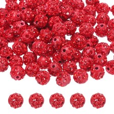 50pcs 8mm Red Rhinestone Polymer Fancy Beads for DIY Jewelry Making