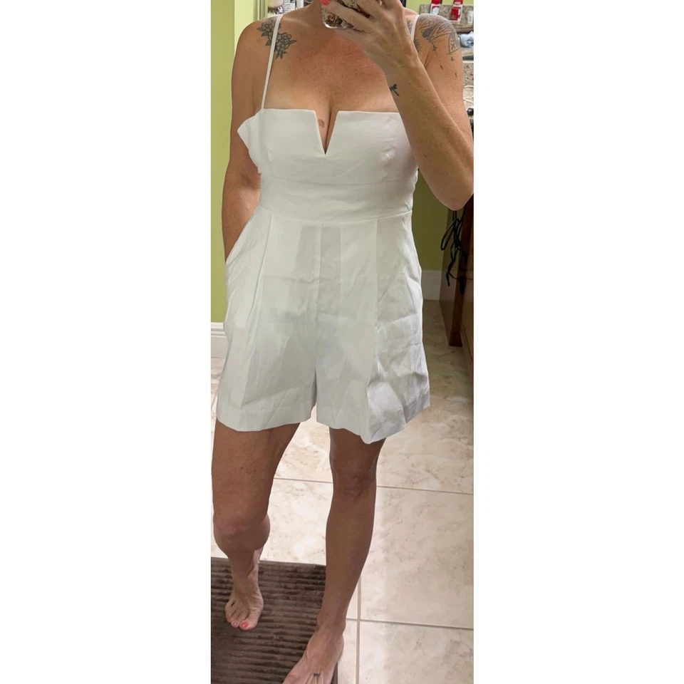 Mameluco pequeño Susana Monaco mezcla de algodón lino $195 venta al por menor nuevo con etiquetas con bolsillos Foto 2 de 4