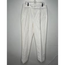 Ganni Cream Pleated Front Crease High Waist Corduroy Zip Trouser Pants 42