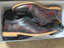 Mens Oxblood Leather Brogues Size 6.5 Mod Retro Smart Lace Up Shoes Leather Sole