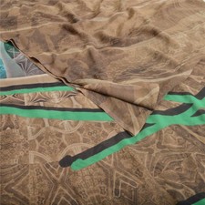 Sanskriti Vintage Sarees Light-Brown Blend Georgette Printed Sari Craft Fabric