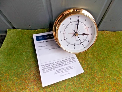 Horloge marine laiton Imex marine France, décor rose des vents,11,5cm,PM1000RL - Photo 1/4