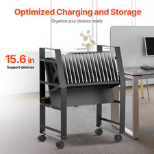 16 Device Charging Cart for Chromebook Laptop Tablet Up to 15.6" Mobile