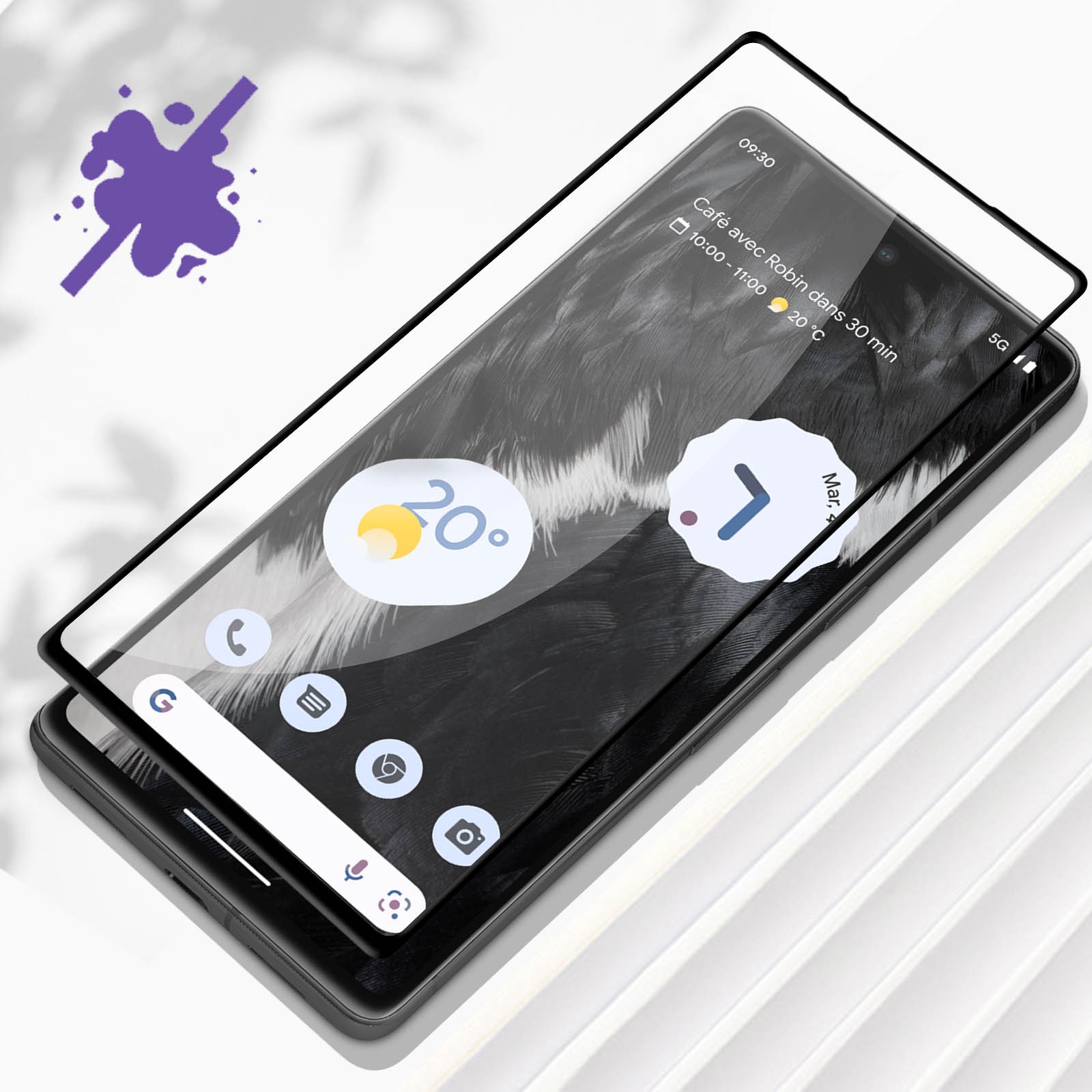 Vitre de protection Google Pixel 7a premium 9H finition noire - 4