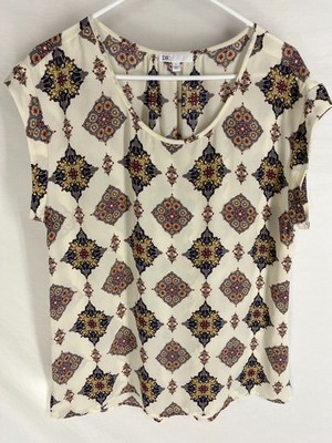 DANIEL RAINN DR2 Blouse Size Large Boho Ditzy Spring Summer Fairy Top Sheer