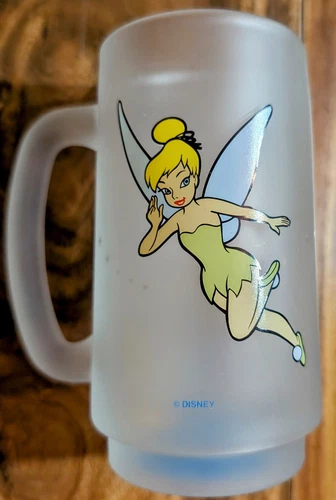 Tinker Bell Disneyland Resort Glass Stein/Mug Disney Parks Frosted Glass Vintage - Picture 1 of 9