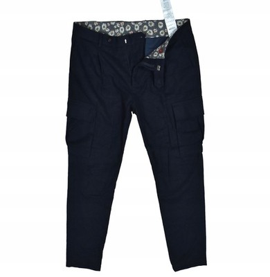 MANUEL RITZ Dunkelblaue Cargo-Hose aus Wolle 48