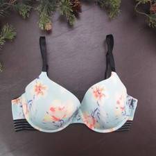 Victoria's Secret Pink Bra Womens 36DD Lightly Lined Underwire Strappy Floral