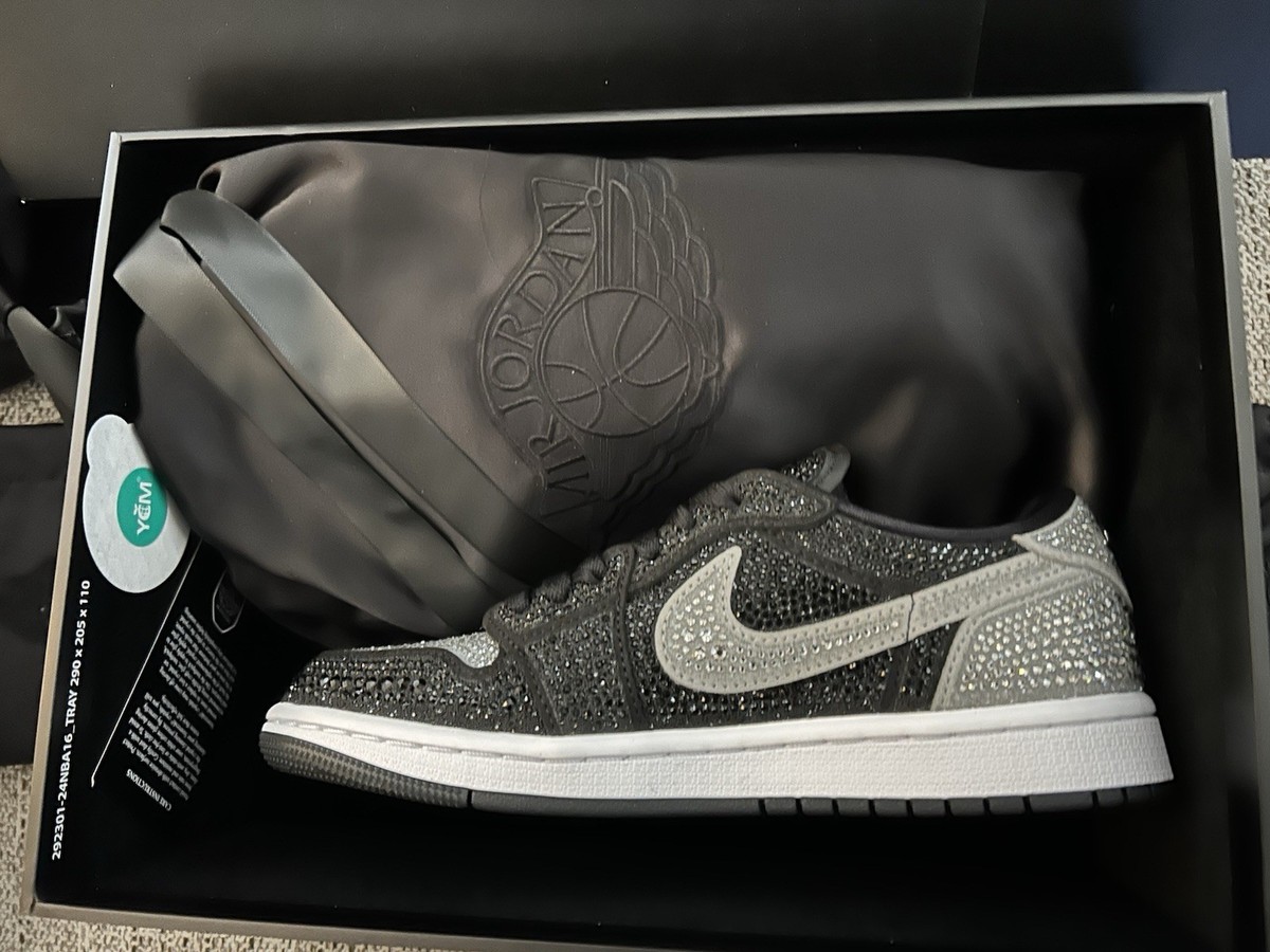Air Jordan 1 Low Shadow Swarovski Crystal Women's 6.5W 5M Pair