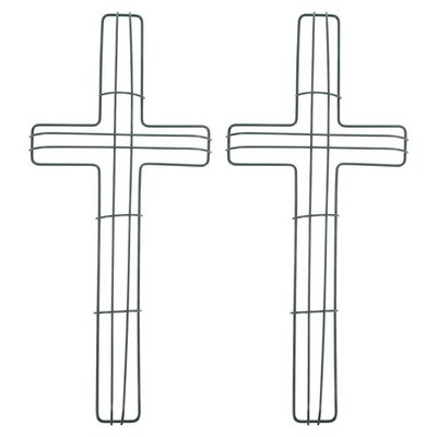 2 Pack Cross Wreath Frame 15.7 Inch Metal Wire Form for DIY Floral Craft East...