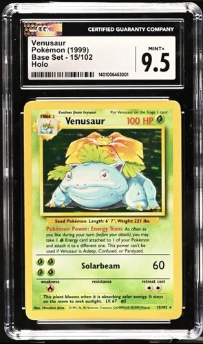 CGC 9.5 MINT+ Venusaur 015/102 Base Set Holo 1999 Pokemon