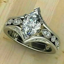 14k White Gold Over 1.50Ct Lab-Created Diamond Engagement Wedding Ring