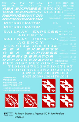 K4 O Scale Decals Railway Express Agency Steel Ice Reefer Red White REA REX