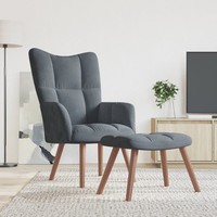 Relaxsessel Mit Hocker Dunkelgrau Samt