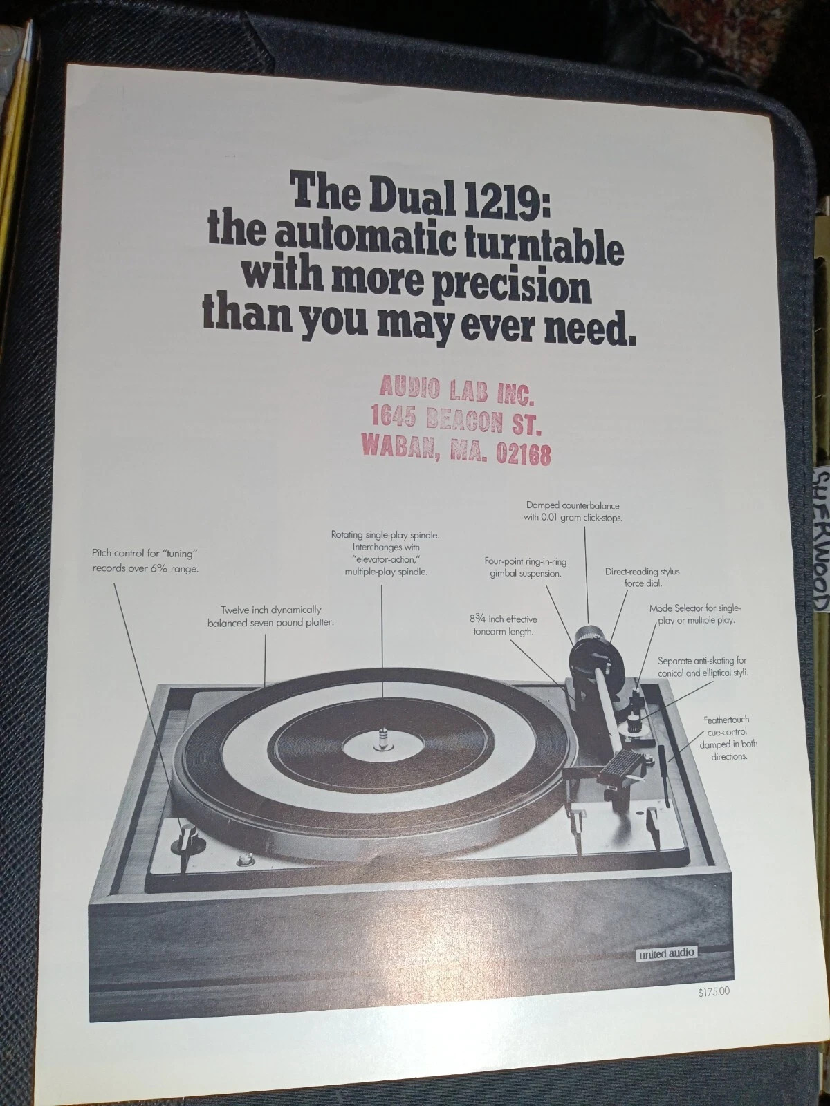 Dual 1219 Turntable Sales Brochure Original