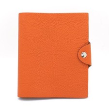 HERMES Ulysse PM Notebook Cover Orange Taurillon Leather Square N Stamp Planner