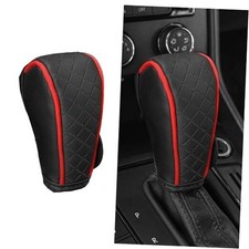 Leather Gear Shift Cover,Durable Shift Knob Cover for Shift Lever Black/Red