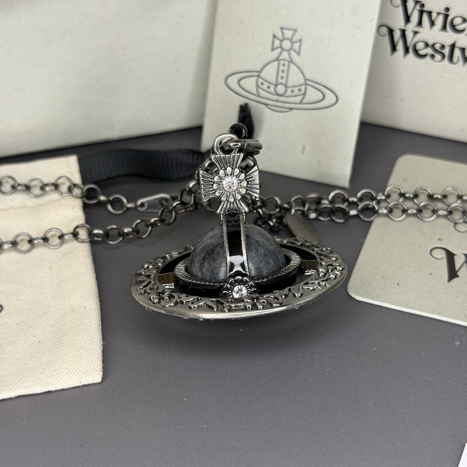 Vivienne Westwood Orb Large Japan Granite Necklace WITH BOX