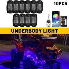 10 Pod RGB LED Rock Light Underbody Trail Rig Glow Lamp Offroad SUV Pickup Truck