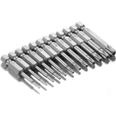 Schrauber Bitsatz magnetisch 12 teilig Profi T-Profil Bits T5 T40 lang 50mm