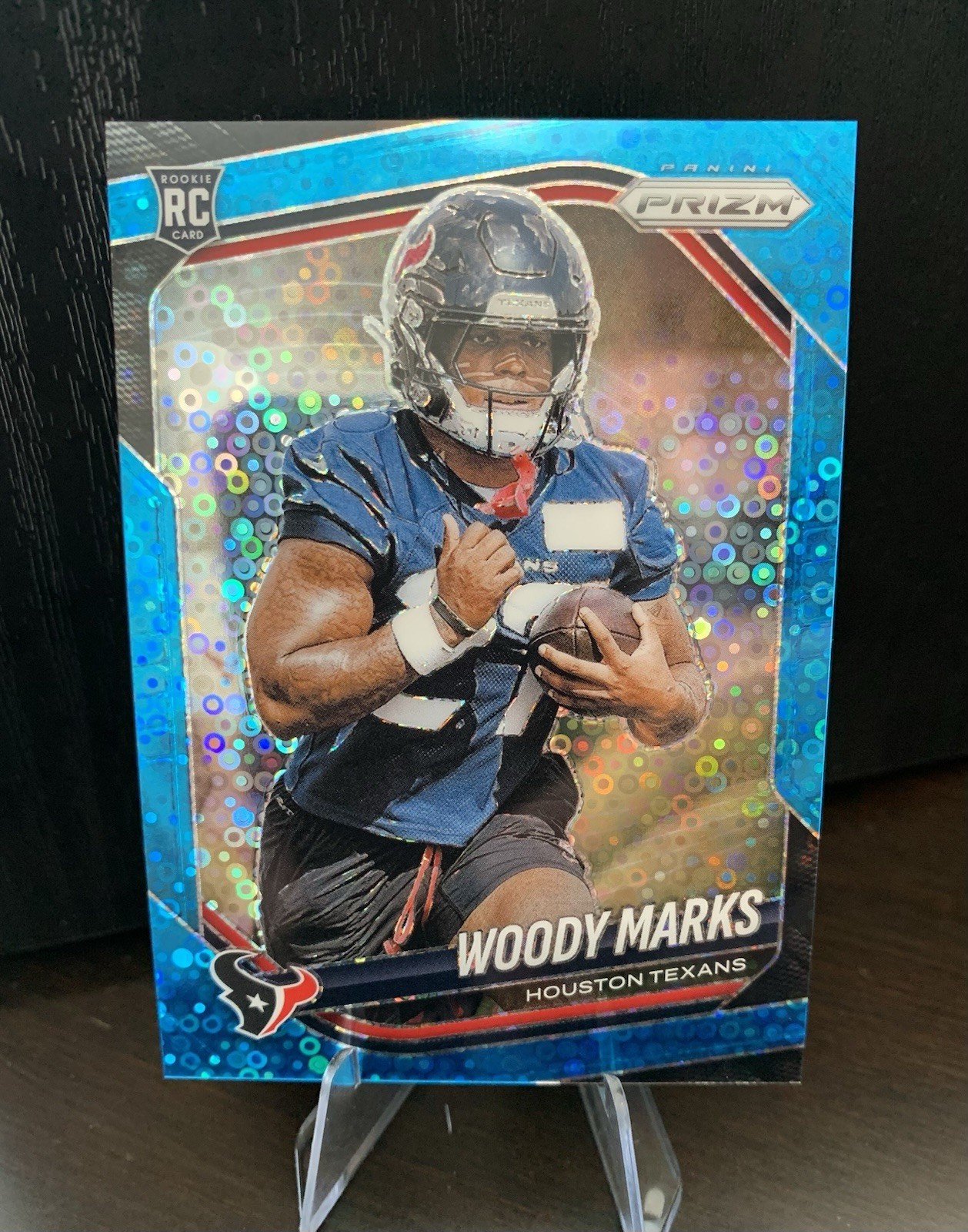 2025 Panini Prizm #395 Woody Marks Blue Disco 87/125 (RC)
