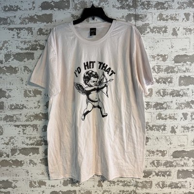 NEW - I d Hit That Cupid TEE T-Shirt Light Pink Cotton - Size XL