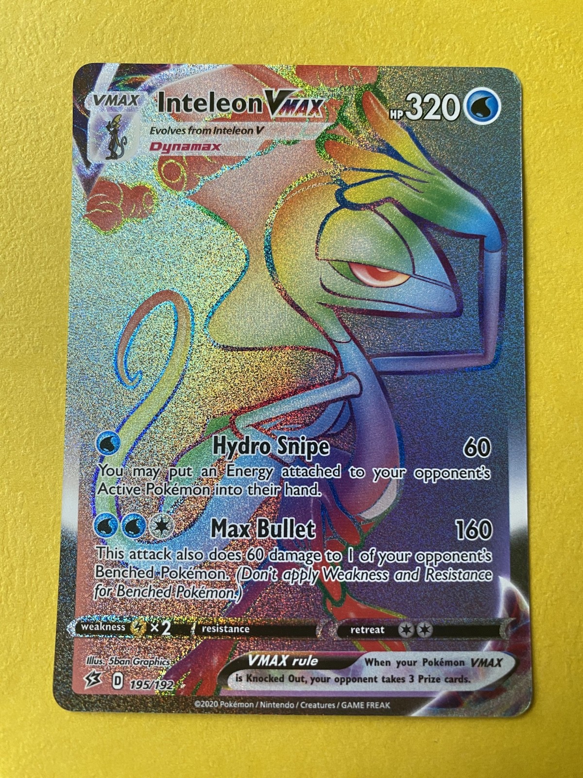 Inteleon VMAX (Secret) 195/192 Swsh02: Rebel Clash Holo