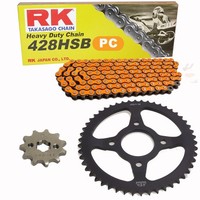 Kettensatz Kawasaki KLX 140 L 08-20 Kette RK PC 428 SB 126 Offen Orange 13/51