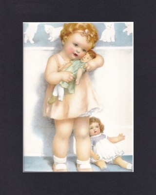 8X10'' Matted Print Art Picture by Bessie Pease Gutmann: Girl with Dollies