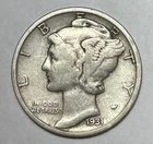 1931 S  Mercury Dime circulated 90% Silver  VG Very Good to Fine F