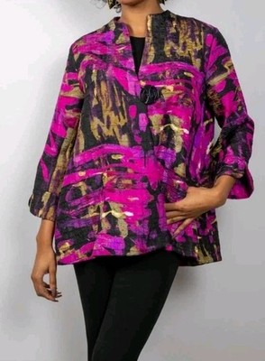 Joseph Ribkoff Colorful Abstract Print Trapeze Jacket Size 6 Style 233192