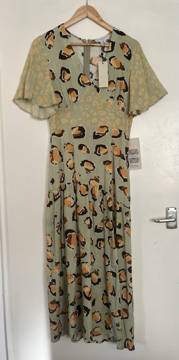 never fully dressed green leopard dress Sage Print Clash Midi 10 BNWT New Tags cute beach outfits
