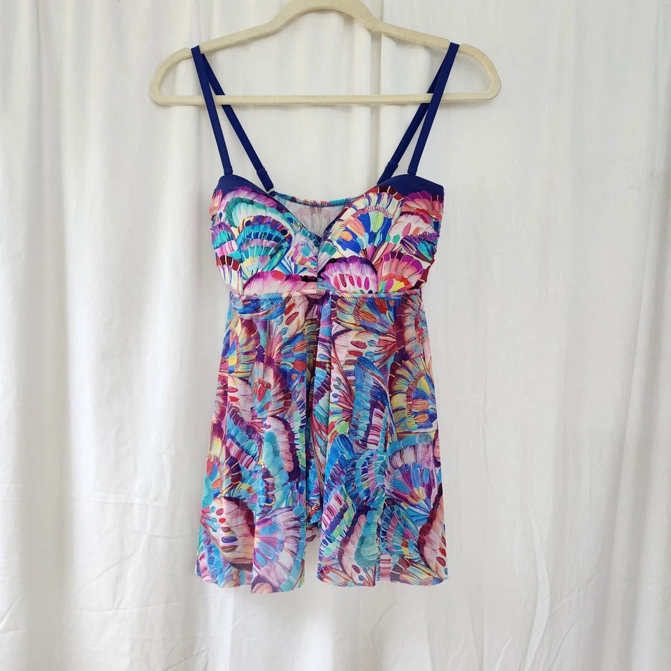 Profile by Gottex tankini top Babydoll whimsy Y2K garden fairy butterfly mesh 10 - Image 3 of 4