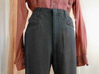 Vintage 60s Men's Rockabilly Gray Sharkskin Trousers Dress Pants 31'' Waist 31x28
