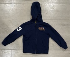 Polo Ralph Lauren Kids' Triple Pony Fleece Full-Zip Hoodie in navy blue size 5