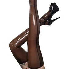 Black Transparent Latex Long Stocking Thigh-highs Rubber Socks Handmade 0.4mm