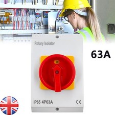 63A Rotary Isolator Switch 63amp 4 Pole AC(230V-415V) IP65 Waterproof Outdoor UK