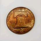HARDER GOLDEN VINTAGE ALBUM TONED 1955 FRANKLIN BU HALF DOLLAR-GREAT BELL LINES