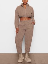 Skims NWT Teddy Sherpa Fleece Jogger Lounge Pants in Brown Desert Size Medium