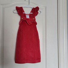 Tahari Raspberry Ruffled Girl's Velvet Jumper Dress With Lining Size 4T