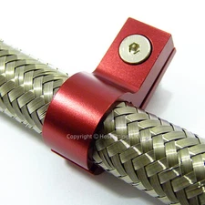 AN-6 6AN 13MM RED Braided Hose Pipe SINGLE CLAMP CLIP Fitting Adapter Holder