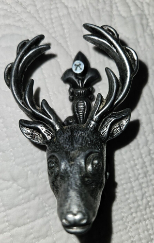4 Deer Stag Buck COAT HOOKS Heavy Metal Lodge Farmhouse Cabin Hunter Pewter Gray - Picture 5 of 11