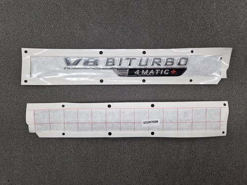 2x Original Silber V8 Biturbo 4matic+ Aufkleber Schriftzug Mercedes Kotflügel - Bild 3 von 3