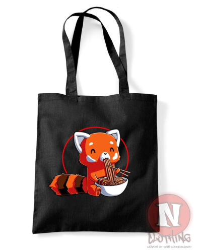 Rojo Panda Bolsa Fideos Asiático Anime Diversión Compras 100% Algodón Ambiental - Imagen 3 de 11