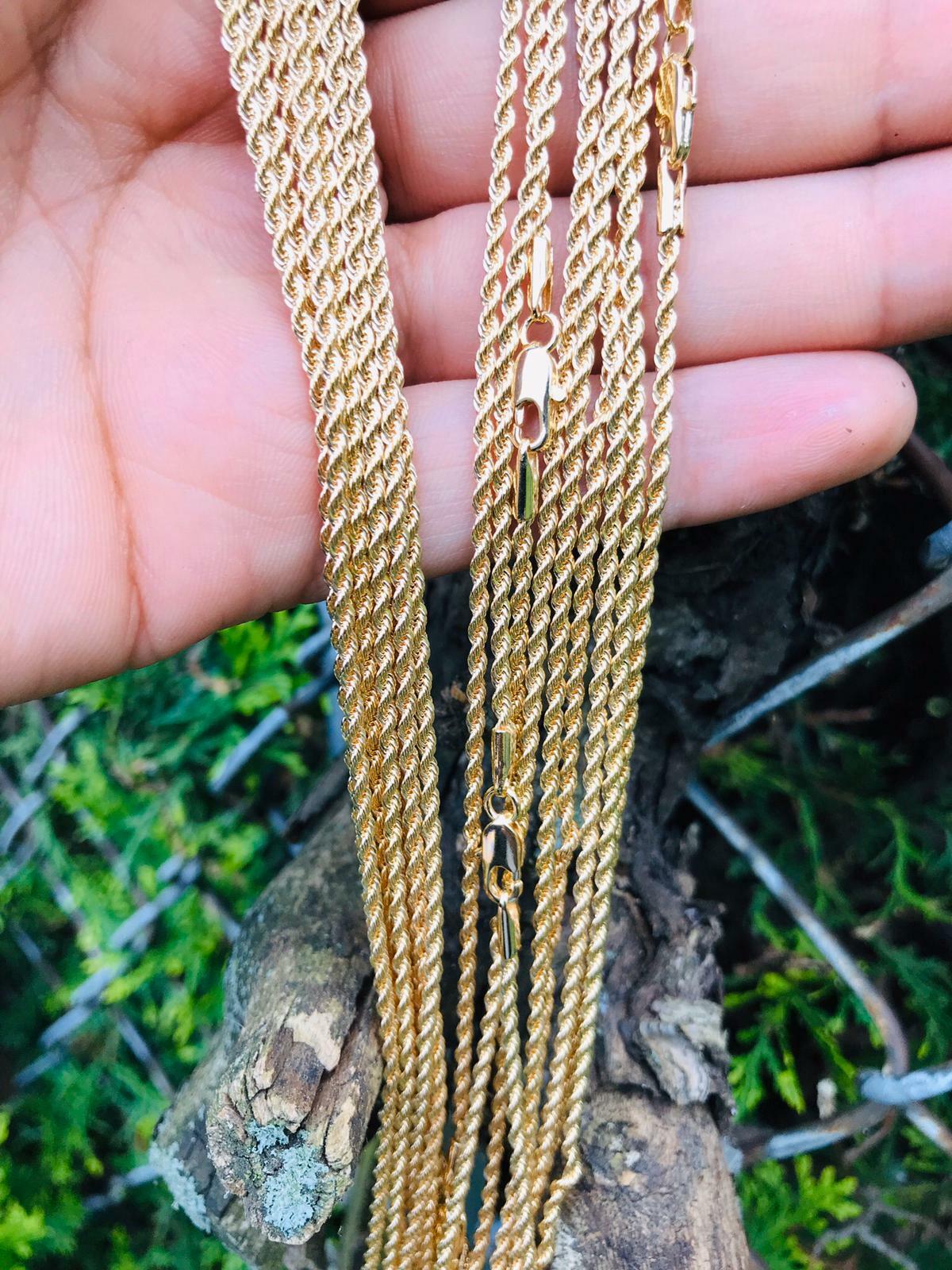 Cadena Estilo Soga para Hombres en Oro Laminado, 18K GF Rope Chain for Men  20