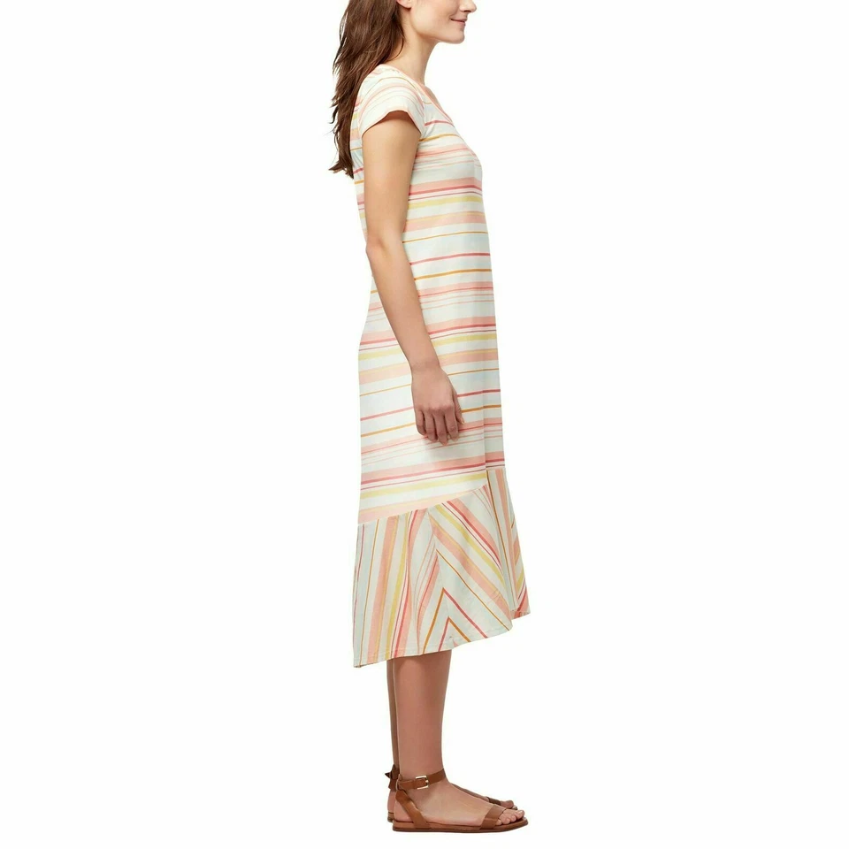 Vestido Ella Moss Junior Multicolor Rayas Manga Gorra Alto Bajo Talla XL Algodón BA Foto 2 de 4