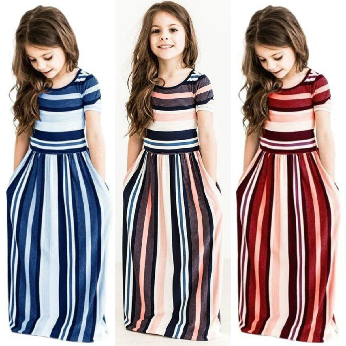 Kid Girls Fashionable Outfits Round Neckline Top+Loose Long Pants